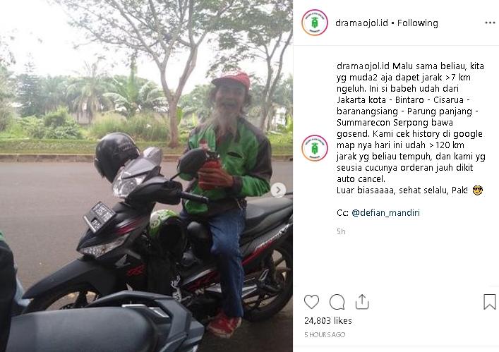 Driver ojol berusia senja. (Instagram/@dramaojol.id)